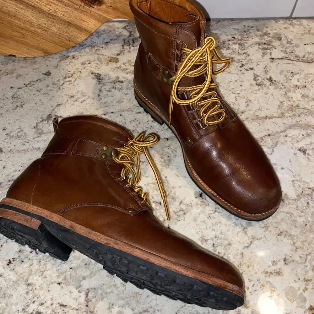 Rachel Comey $400 Mens Burnside Trench Boot Saddle Brown Leather EUC 8 EU41
